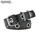 YBT Women's Leather Belt Alloy Pin Buckle Belt Punk Casual With Chain Decoration