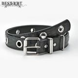 YBT Women's Leather Belt Alloy Pin Buckle Belt Punk Casual With Chain Decoration