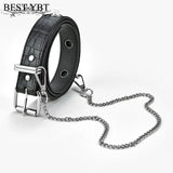 YBT Women's Leather Belt Alloy Pin Buckle Belt Punk Casual With Chain Decoration