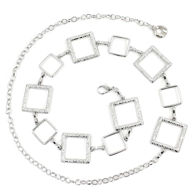 Women Belt Hip High Waist Silver Metal Chain Chunky Fringes Charm