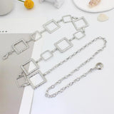 Women Belt Hip High Waist Silver Metal Chain Chunky Fringes Charm