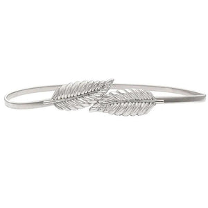 Women's Metal Leaves Chain Belt Waist Band Elasticity Waist Belt