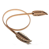 Women's Metal Leaves Chain Belt Waist Band Elasticity Waist Belt