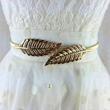 Women's Metal Leaves Chain Belt Waist Band Elasticity Waist Belt