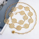 Retro Silver Carved Metal Belt for Women