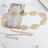 Retro Silver Carved Metal Belt for Women
