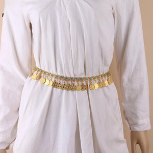 Retro Coin Pendant Belly Dance Waist Tassel Belt Women's Bohemia Girdle