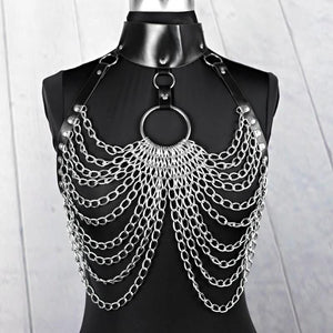 Goth Body Harness Chain Bra Top Chest Waist Belt