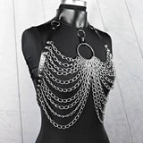 Goth Body Harness Chain Bra Top Chest Waist Belt