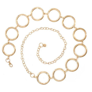 Metal Chain Belt Large Ring Waist Strap Dress Coat Skirt Lady Waistband