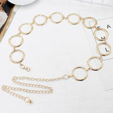 Metal Chain Belt Large Ring Waist Strap Dress Coat Skirt Lady Waistband