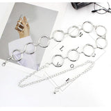 Metal Chain Belt Large Ring Waist Strap Dress Coat Skirt Lady Waistband