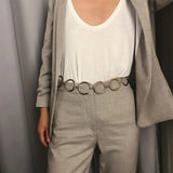 Metal Chain Belt Large Ring Waist Strap Dress Coat Skirt Lady Waistband