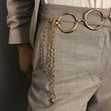 Metal Chain Belt Large Ring Waist Strap Dress Coat Skirt Lady Waistband