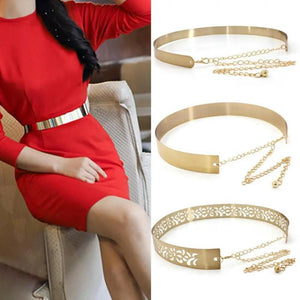 Metal Plate Chain Wide Women Belt