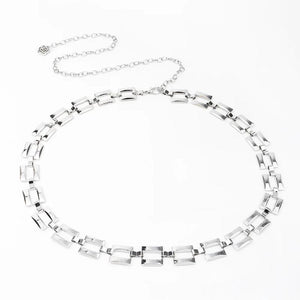Metal Chain Belt Women Silver Round Alloy with Long Tassel Female Waistband