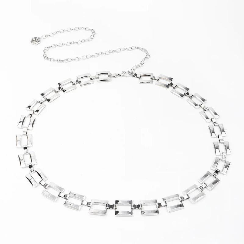 Metal Chain Belt Women Silver Round Alloy with Long Tassel Female Waistband
