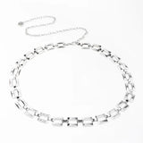 Metal Chain Belt Women Silver Round Alloy with Long Tassel Female Waistband