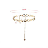 Metal Chain Belt Women Silver Round Alloy with Long Tassel Female Waistband