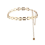 Metal Chain Belt Women Silver Round Alloy with Long Tassel Female Waistband