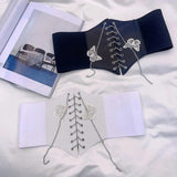 Women's Butterfly Chain Wide Corset Belt Elastic Waistband