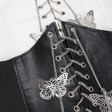 Women's Butterfly Chain Wide Corset Belt Elastic Waistband