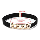 Women Punk Elastic Belt Metal Chain Decorative Waist Stretch Strap