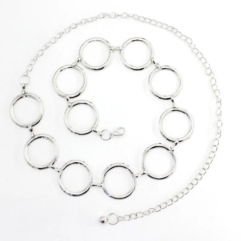 Arrival Silver Ring Chain Belt Metal Female Round Alloy Women Circle