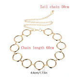 Women Metal Chain Belt Large Metal Ring Waist Strap Dress Coat Skirt