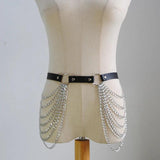 Leather Belt with Chains Body Harness Waist Goth Strap