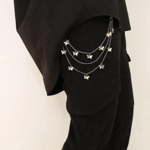 Double Layer Star Pendants Waist Chain for Women Butterfly Tassel Pants