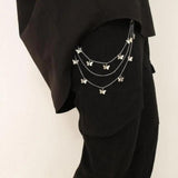Double Layer Star Pendants Waist Chain for Women Butterfly Tassel Pants