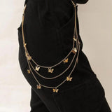 Double Layer Star Pendants Waist Chain for Women Butterfly Tassel Pants
