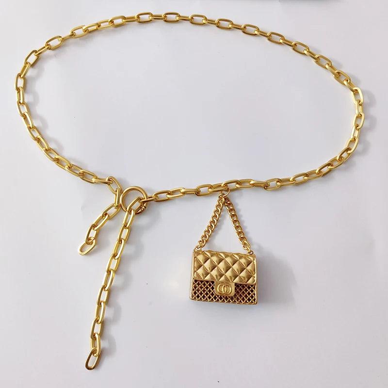 Metal Belt Earphone Small Bag Adjustable Waistband Mini Bags