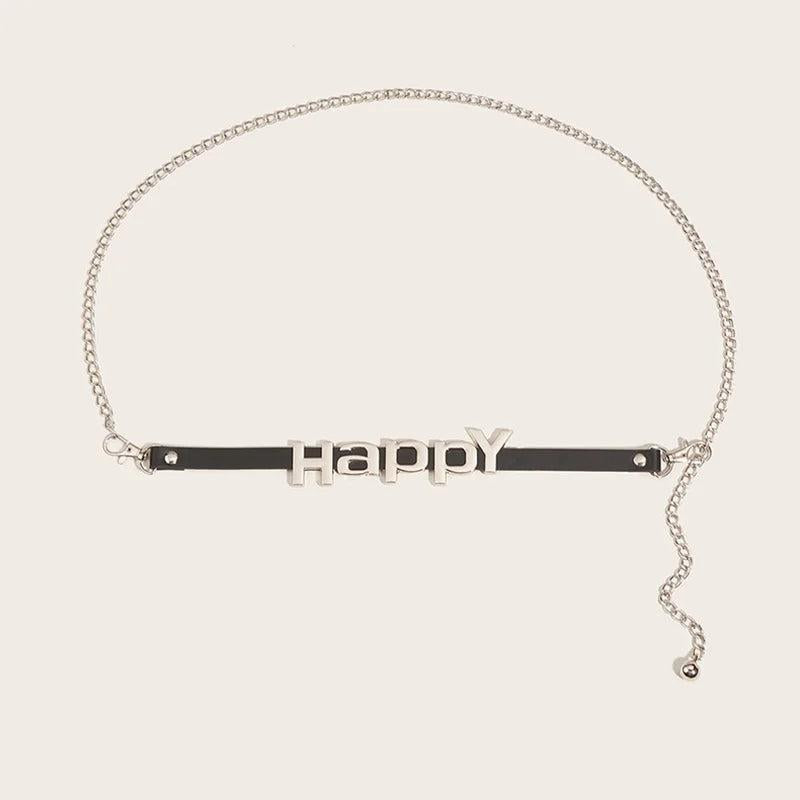 Metal Chain Belts for Women Letter Waist Belt for Jeans Dress