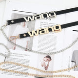 Metal Chain Belts for Women Letter Waist Belt for Jeans Dress