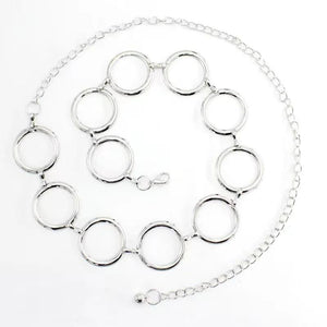 Women's Large Ring Metal Waist Chain Belt for Dresses