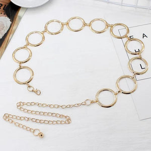 Women's Large Ring Metal Waist Chain Belt for Dresses