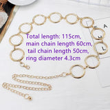 Women's Large Ring Metal Waist Chain Belt for Dresses