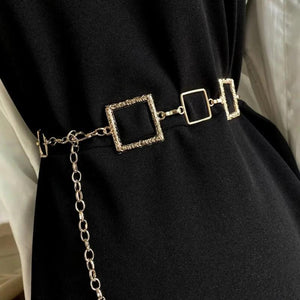Metal Waist Chain Belt Square Girdle Waist Strap Women Dress Suits