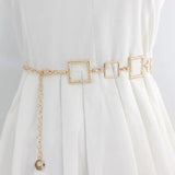 Metal Waist Chain Belt Square Girdle Waist Strap Women Dress Suits