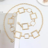 Metal Waist Chain Belt Square Girdle Waist Strap Women Dress Suits