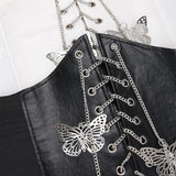 Butterfly Chain Corset Belt Women Pu Leather Gothic Slimming Elastic Harness