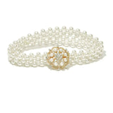 Pearl Waist Chain Elastic Rhinestone Decor Belt for Women