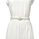 Pearl Waist Chain Elastic Rhinestone Decor Belt for Women