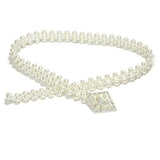 Pearl Waist Chain Elastic Rhinestone Decor Belt for Women