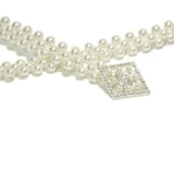 Pearl Waist Chain Elastic Rhinestone Decor Belt for Women