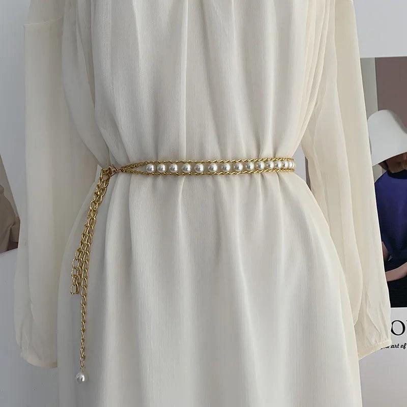 Pearl Waist Chain Women's Fashion Dress Belt