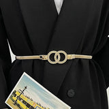 Metal Elastic Thin Belt Women's Rose Flower Decorative Waist Chain