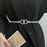 Metal Elastic Thin Belt Women's Rose Flower Decorative Waist Chain